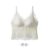 Nueva camisola de encaje estilo coreano para otoño para mujer con copas incorporadas, no necesita usar un sujetador aparte, ropa interior perezosa para mujer