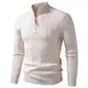 2026 Comercio Exterior Otoño/Invierno Suéter de Punto para Hombre con Media Cremallera y Cuello Alto Estilo Europeo y Americano Suéter de Punto Trenzado Camiseta Térmica para Hombre