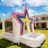 Trampolín Inflable Blanco Estrella Grado Comercial de PVC Parque Infantil Pequeño Casa de Brincar Castillo Exterior Juguete