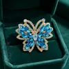 Broche de Mariposa con Pedrería de Colores Estilo de Corte Europeo y Americano Broche de Mariposa con Diamantes Tallados Huecos Accesorios para Ropa de Banquete Transfronterizo
