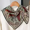 Bufanda de Imitación de Seda de Hangzhou de Lino para Mujer Primavera y Otoño Estilo Nacional Retro Estanque de Lotos 70 Cuadrado Bufanda China Bufanda Chal para Madre