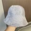 Novo chapéu de pescador de pelo de coelho feminino outono e inverno feminino circunferência da cabeça grande pelúcia alta qualidade aparência do rosto pequeno chapéu de balde branco