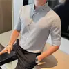 Nueva Camisa Casual de Otoño para Hombre de Gama Alta con Rayas de Manga Larga para Hombre 2025 Atractivo Estilo Británico Camisa de Cuello Alto