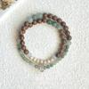 "Fortuna y Riqueza" Pulsera Natural para Mujer, Nuevo Estilo Chino, Pulsera de Doble Capa Estilo Antiguo, Regalo Retro para Mejores Amigas