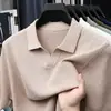 Camiseta Masculina Manga Curta Gola Seagull 2026 Verão Nova Moda Casual Algodão Puro Estampa Abacaxi Gola V Polo Tricotado