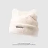 Chapéu de Lã Pelúcia com Orelhas de Gato para Mulheres, Versátil para Outono e Inverno, Gorro Quente de Pelo Sintético, Chapéu para Clima Frio com Proteção para Orelhas, Top Plano
