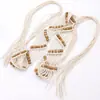 Cinto Trançado Estilo Étnico Feminino Largo Combinando Saia Vintage Casual Acessórios Distintivos Feitos à Mão com Contas Vestido Decorativo