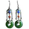 Nueva hebilla de seguridad de jade Hetian con borla de plata esterlina S925 incrustada, temperamento femenino de rojo del sur, aretes de joyería de lapislázuli