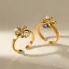 Anillo Europeo y Americano Transfronterizo de Acero Inoxidable Dorado Forma de Perla Exagerado Chapado en Oro 18K Sentido Avanzado Anillo de Acero de Titanio Anillo