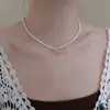 Collar de Perlas con Lazo Suave Estilo Coreano Moda Femenina Elegante Nicho Gama Alta Versátil para el Trabajo Dulce Cadena para la Clavícula