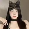 Máscara con Patrón Negro para Adulto Mujer Divertida Fiesta de Baile de Máscaras de Halloween Adorno Facial Decorativo de Cara de Gato Sexy
