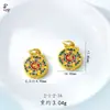 Símbolo da Fortuna Mantra de Seis Palavras Pingente Redondo Estilo Antigo Ouro de Areia Esmalte Cobre Banhado a Ouro Estilo Chinês Corrente para Joias DIY Acessórios