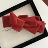 Pinza para Cola de Caballo Exquisita de Doble Capa con Lazo de Purpurina Dorada Estilo Coreano, Pinza Banana para la Parte Trasera de la Cabeza, Pinza para el Cabello Roja de Año Nuevo