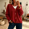 Nuevo cárdigan de punto con cuello en V adelgazante, de estilo europeo y americano, para mujer, otoño 2026, elegante abrigo suéter top para mujer