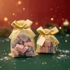 Nova Sacola de Doces de Natal Transfronteiriça Estampagem a Quente Fita Dourada Laço Rede Sacola Festa Biscoito Embalagem de Presente Sacola de Presente