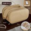 Bolsa de Maquiagem Quadrada de Couro Genuíno com Padrão Nappa Transfronteiriça Bolsa de Viagem de Couro para Cosméticos Armazenamento de Pincéis de Maquiagem e Artigos de Higiene