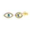 Pendientes de plata de ley S925 transfronterizos europeos y americanos, diseño personalizado de ojo de diablo con incrustaciones de circonitas de lujo ligeras para amantes.