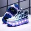 Zapatos con Ruedas Invisibles para Niños con Ocho Ruedas, Patines Transformables que se Iluminan, Patines de Juguete de Cuatro Ruedas para Niñas, Zapatos Deportivos para Niños