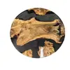 Mesa Río de Madera Maciza de Nogal y Resina para Uso Doméstico, Tablero Redondo de Mesa para Café y Ocio, Mesa de Café Pequeña Creativa para Hotel y Oficina