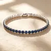Transmisión en Vivo Transfronteriza Europea y Americana Suministro Moda Lujo Ligero Pulsera de Circonita de 4 mm Pulsera Tenis Unisex Joyería de Mano con Pedrería de Colores
