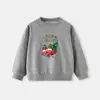 Sudadera de Manga Larga para Niños Otoño, Transfronteriza Europea y Americana, Moda, Estampado de Coche de Navidad, Cuello Redondo, Sudadera para Niños