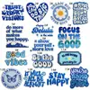 Energia Positiva Frase Curta em Inglês Patch de Tecido Patch Bordado Azul Patch Emblema para Passar Decoração Bordada Acessórios para Roupas e Malas