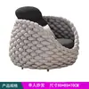 Sofá de Ratán para Exteriores, Sala de Estar en el Patio, Sillón Individual de Ratán para Ocio en Balcón Exterior, Sofá de Ratán, Mesa de Café, Juego de Muebles de Tres Piezas