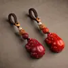 Chaveiro Pixiu de Cinábrio Cru com Alto Teor de Areia Dourada Roxa, Pingente de Areia Vermelha Imperial, Amuleto, Venda Direta da Fábrica Atacado