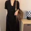 Cremallera Algodón Verano Nuevo Retro Color Sólido Sencillo Vestido Estilo Hepburn Holgado Gordo Vestido MMA