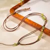 Cuerda para Colgante de Jade Hetiano Natural Cuerda de Cuero Encerado Collar de Nuevo Estilo Nuevo Estilo Chino Tejido a Mano Ajustable Talismán de Buda Colgante de Ámbar