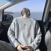 Nuevo Sudadera Pulóver Color Sólido Estilo Americano Otoño Invierno para Hombre Sudadera con Capucha Casual Holgada Sencilla Parche Superior Capa Base Manga Larga