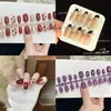 Unhas Usáveis Artesanais Xadrez Bordô Estilo Francês Strass Roxo Uva Olho de Gato Removíveis Pontas de Unha Postiça Celebridade da Internet Atacado