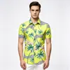 Camisa de manga curta masculina da marca europeia e americana trendy transfronteiriça, estampa floral casual, elasticidade em quatro direções, toque de alta qualidade, camisa masculina sem rugas