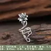 Joyería de plata esterlina S925 vintage Plata tailandesa anillo abierto estilo étnico anillo de flor de ratán para mujer hecho a mano anillo para dedo índice