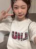 Camiseta de Verano a la Moda Camiseta de Manga Corta Estampada a la Moda Tops Camiseta de Manga Corta de Algodón Puro con Textura de Verano Casual para Mujer