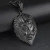 Collar de Acero de Titanio con Colgante de Cabeza de León y Cabello Largo, Personalidad Hip-hop Transfronteriza Europea y Americana, Collar Punk de Acero Inoxidable para Hombres y Mujeres