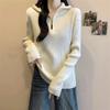 Suéter de Punto con Cremallera de Cuello Medio Ropa de Punto para Mujer Otoño e Invierno 2025 Nuevo Diseño Prendas Exteriores Holgadas Estilo Base Top
