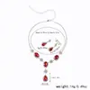 Collar de Zirconia con Incrustaciones de Diamante de Venta Caliente Transfronteriza para Mujer, Conjunto de Joyería de Lujo Ligero Europeo y Americano, Accesorios de Decoración para Fiestas