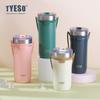 Tyeso Taza de Café Taza de Hielo Acero Inoxidable 304 Aislada de Doble Capa Taza de Agua Portátil para Coche Silicona Café