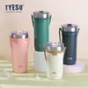 Taza de Hielo Tyeso con Popote Acero Inoxidable 304 Doble Capa Aislada y Fría Portátil Taza de Café para Coche