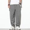 Estilo Chino Primavera y Otoño nuevos pantalones casuales de cuadros de lino y algodón retro para hombre moda nacional talla grande holgados tipo harem