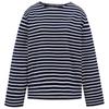 Camiseta Color Block Listrada em Promoção, Estilo Coreano, Primavera e Outono, Casual, Solta, Versátil, Blusa de Manga Comprida por Baixo para Mulheres