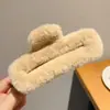 Pinza de Garra de Peluche para Mujer, Pinza Grande para el Cabello de Otoño e Invierno con un Toque de Lujo, Pinza de Tiburón Ins para Cabello Grueso, Pasador para Moño, Accesorio para el Cabello