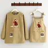 Delantal de Catering de Manga Larga Repelente al Agua de Dibujos Animados a la Moda para el Trabajo, Ropa de Trabajo Corta, Bata Doméstica de Cocina con Estampado