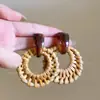 Aretes de Madera, Ratán y Paja para Mujer 2025 Nuevos Aretes Estilo Bohemio de Vacaciones Aretes Pequeños Exagerados que Muestran la Cara Aretes