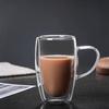 Taza de Vidrio, Taza de Vidrio de Borosilicato Alto para Recibir Invitados, Adecuada para Té de Leche y Bebidas, Disponible en Varios Tamaños, con Asa, Taza Aislada de Doble Pared con Tapa