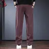 Calças casuais de alta qualidade italianas para homens, calças retas largas com corte curvo, calças de moletom outono e inverno, calças esportivas da moda com três listras