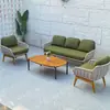 Sofá de Exterior, Ratán y Madera de Teca, Sofá de Ocio para Patio de Villa, Conjunto de Muebles de Madera Maciza de Alta Gama para Patio de Casa de Huéspedes