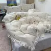 Conjunto de Três Peças em Renda de Algodão Puro para a Temporada Estudantil de 2026, Conjunto 100% Algodão Estilo Princesa Fresco e Doce, Estampa Floral para a Temporada de Volta às Aulas