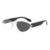 Gafas de Sol Retro Sin Marco para Viaje de Mujer Gama Alta Ojo de Gato Montura Pequeña Estilo Europeo Gafas de Sol con Protección UV para Caras Cuadradas y Redondas
